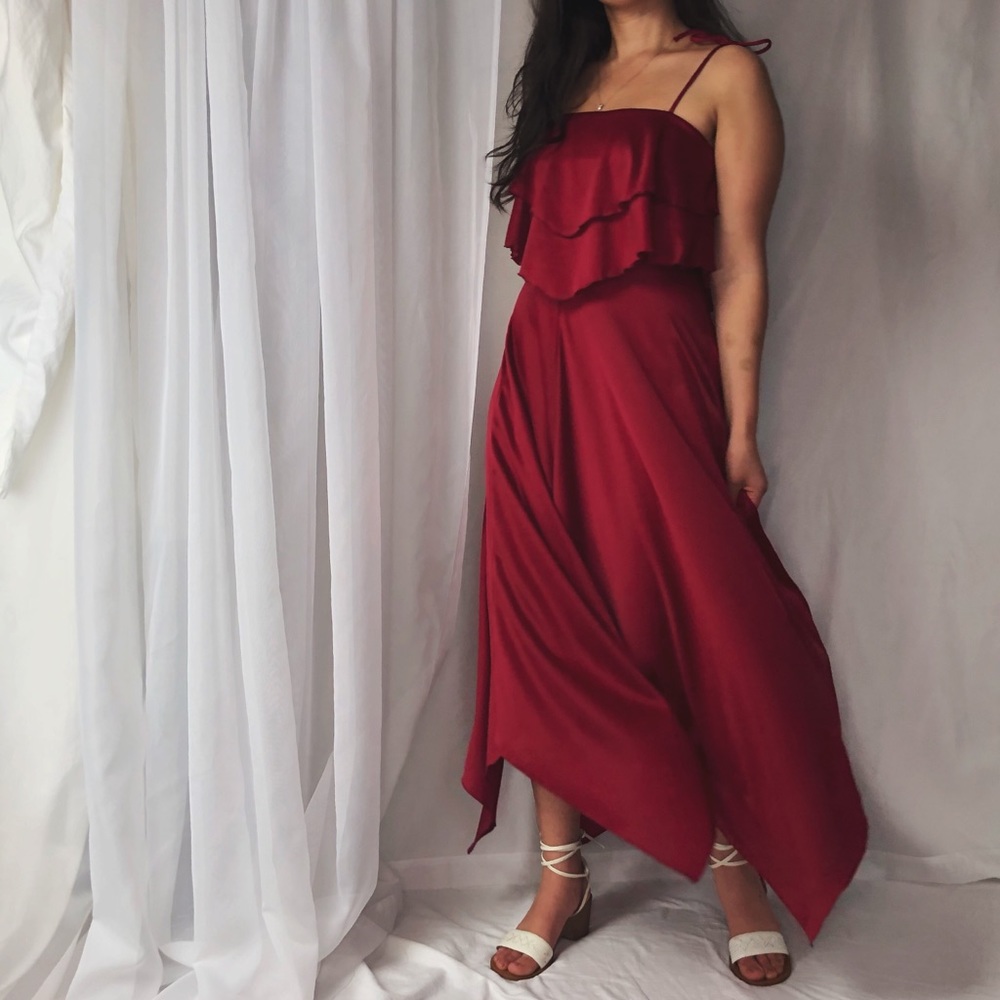VINTAGE/ 1970s raspberry dress